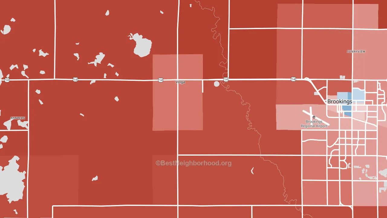 Volga, SD block-group political-lean map