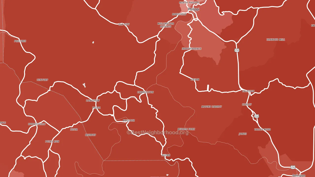 Volga, WV block-group political-lean map
