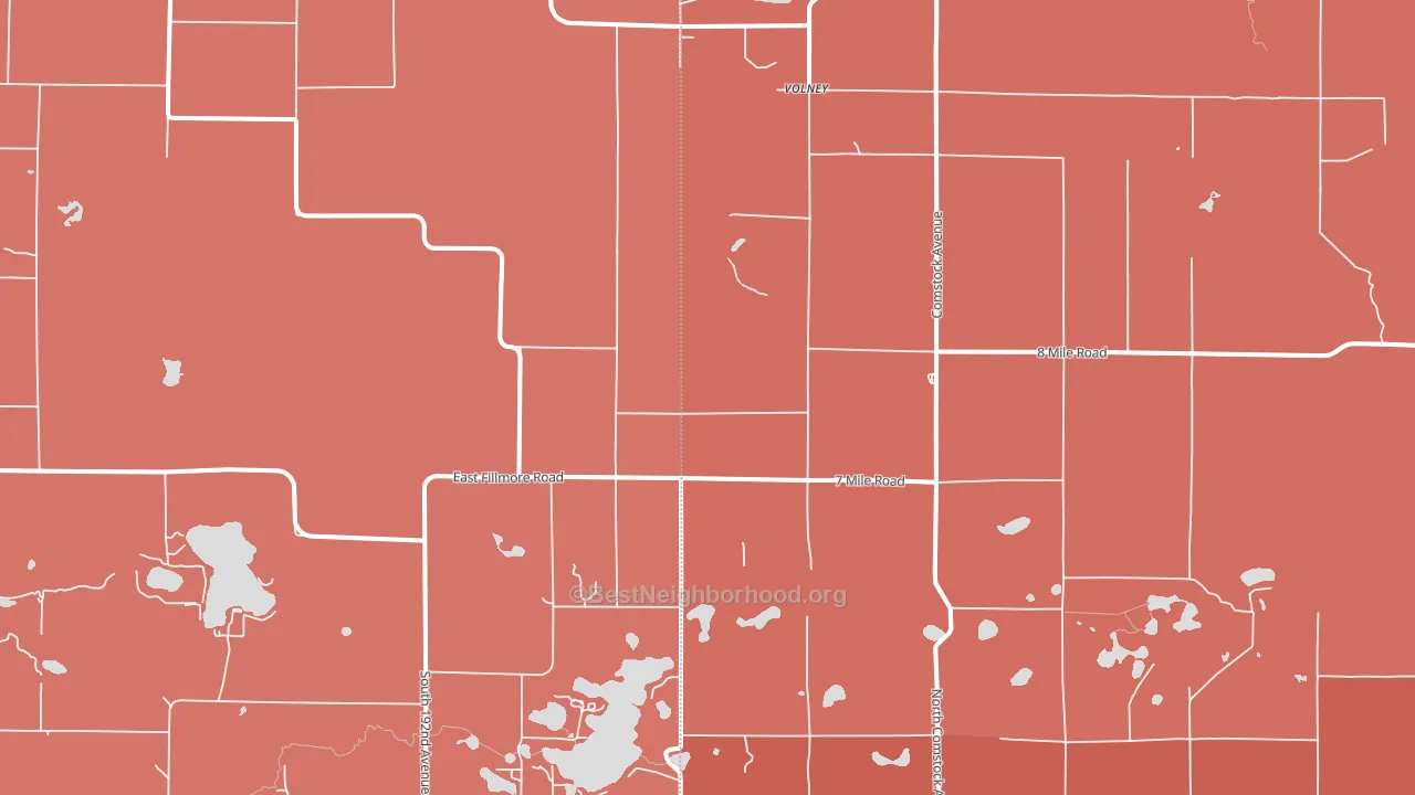 Volney, MI block-group political-lean map
