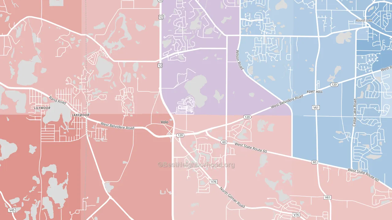 Volo, IL block-group political-lean map