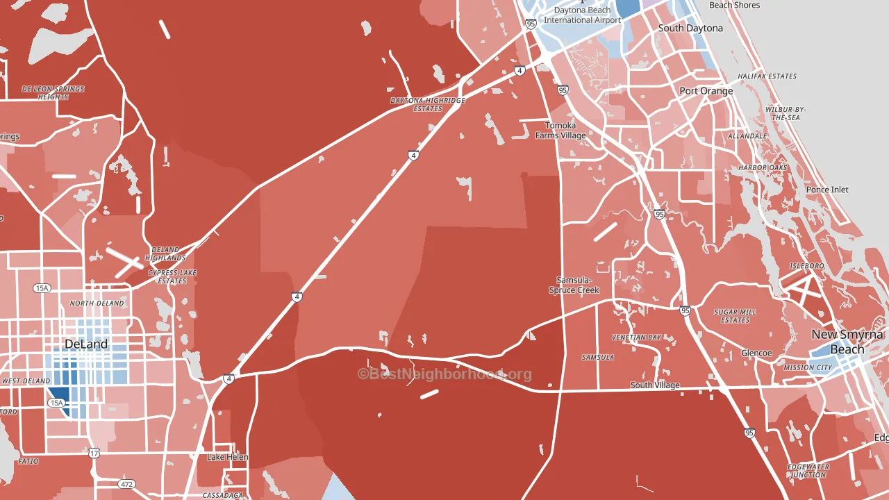Volusia County, FL block-group political-lean map