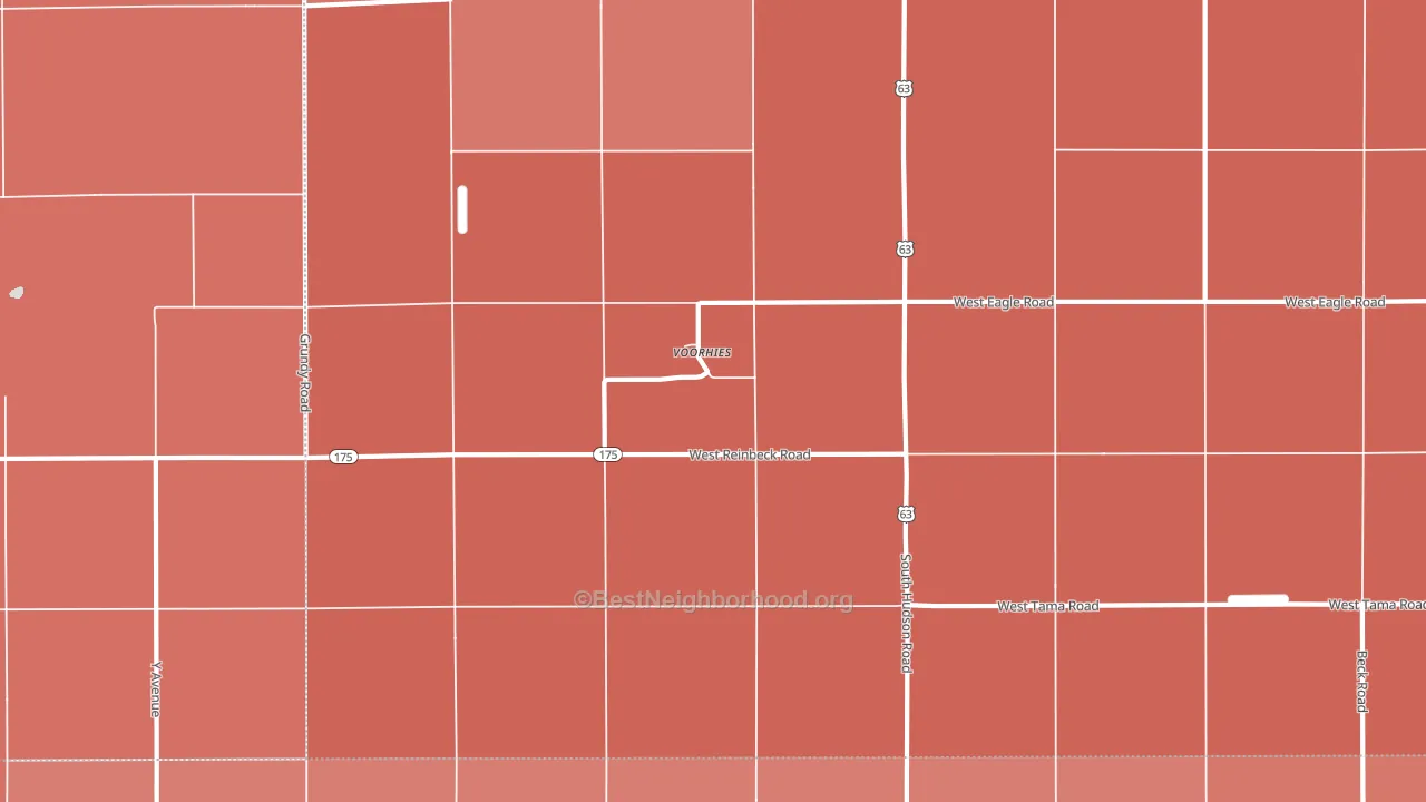 Voorhies, IA block-group political-lean map