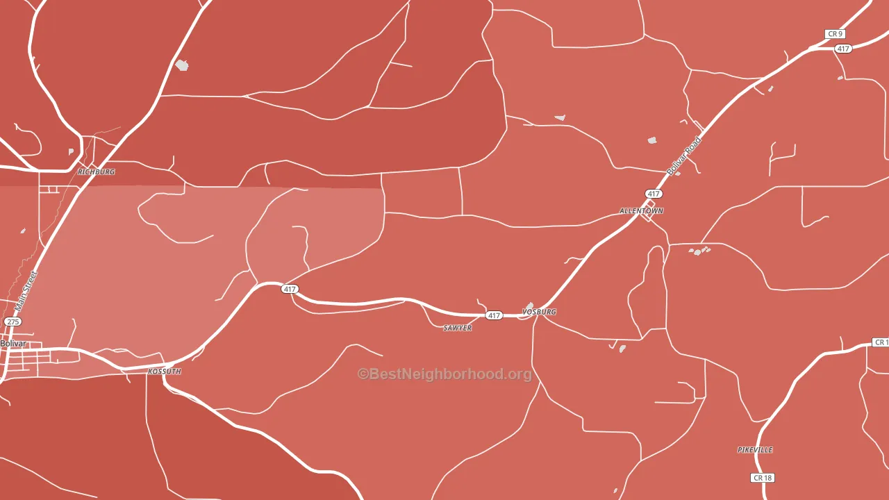 Vosburg, NY block-group political-lean map
