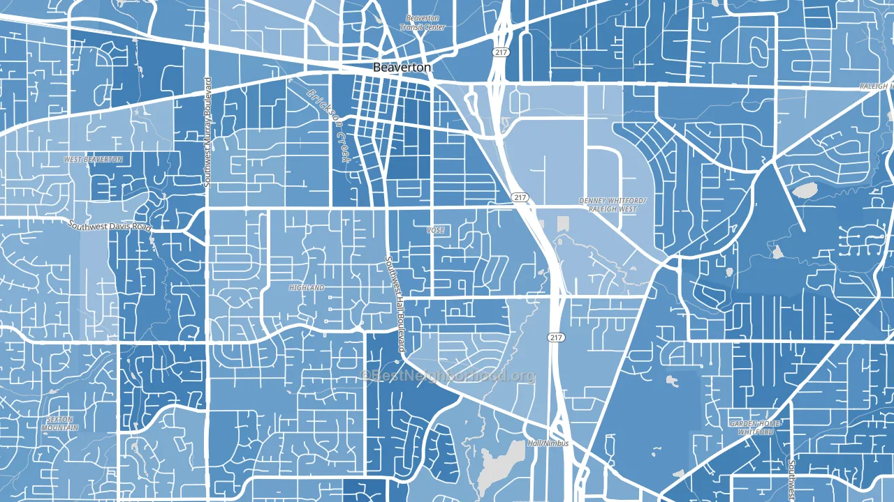 Vose, Beaverton, OR block-group political-lean map