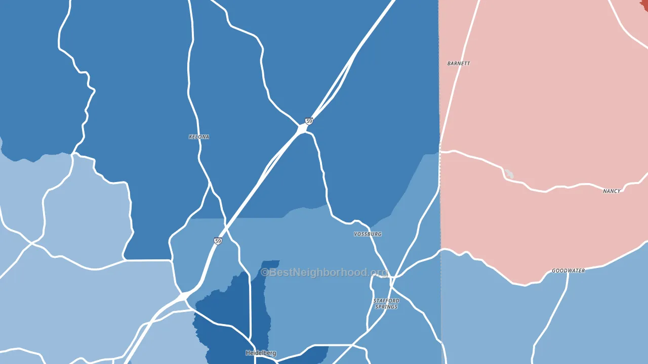 Vossburg, MS block-group political-lean map