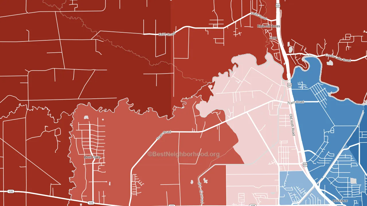 Voth, TX block-group political-lean map