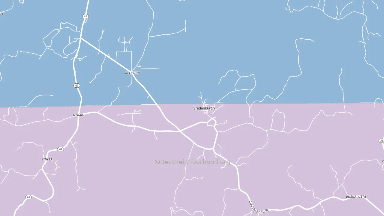 Vredenburgh, AL block-group political-lean map