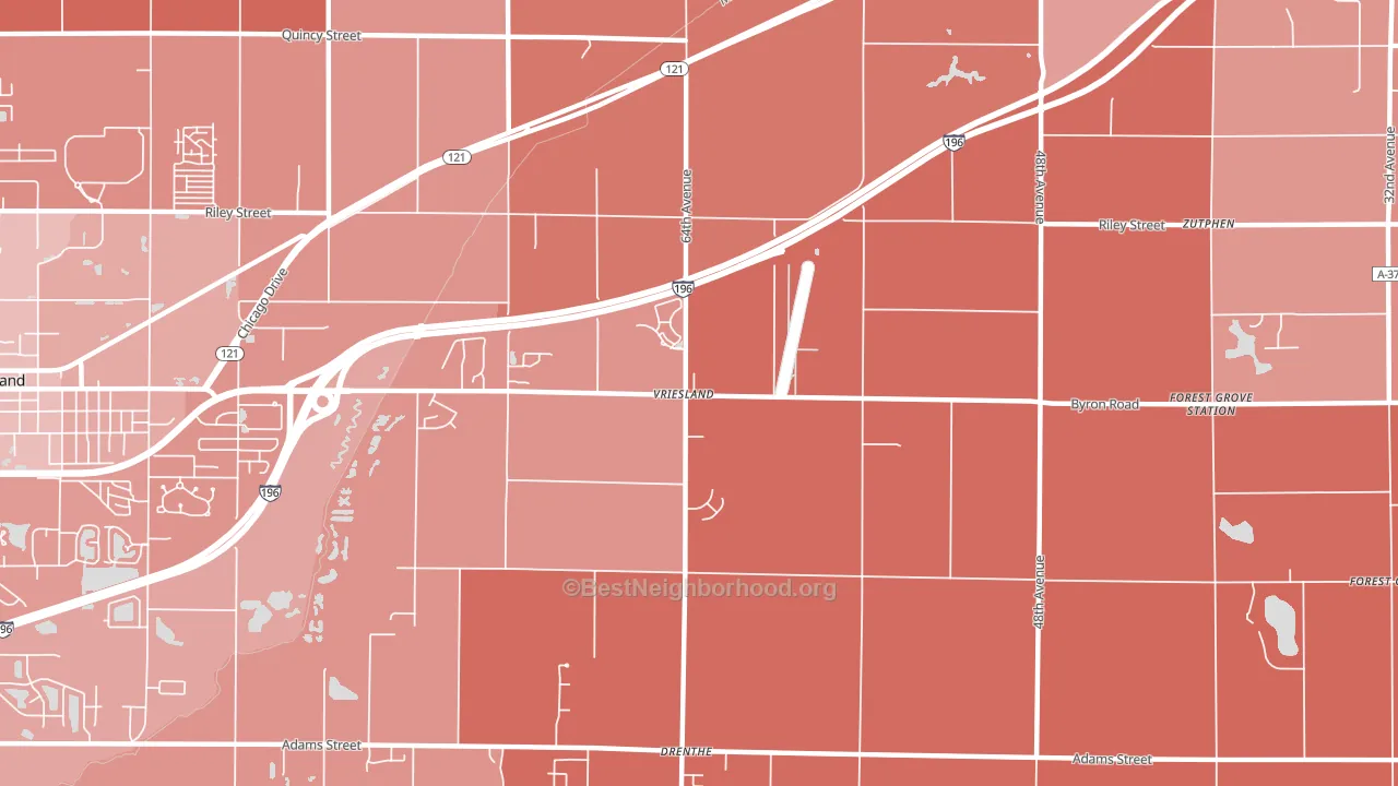 Vriesland, MI block-group political-lean map