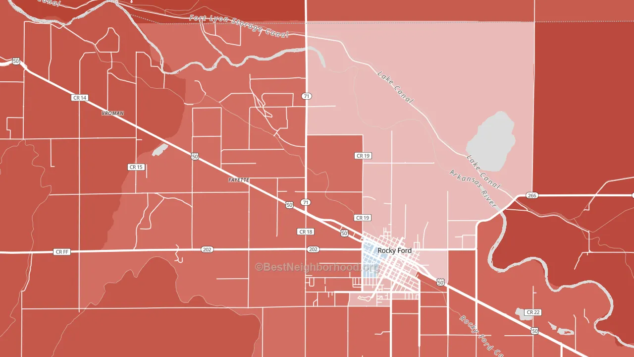 Vroman, CO block-group political-lean map