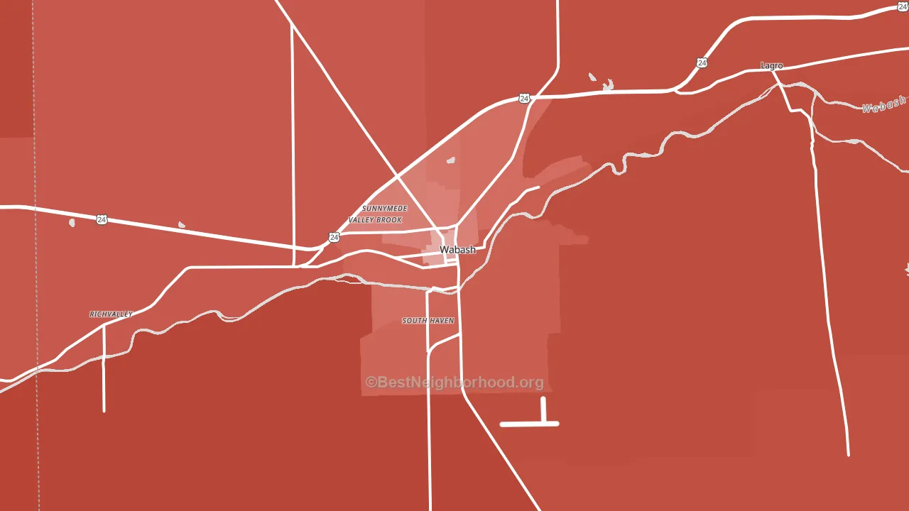 Wabash, IN block-group political-lean map