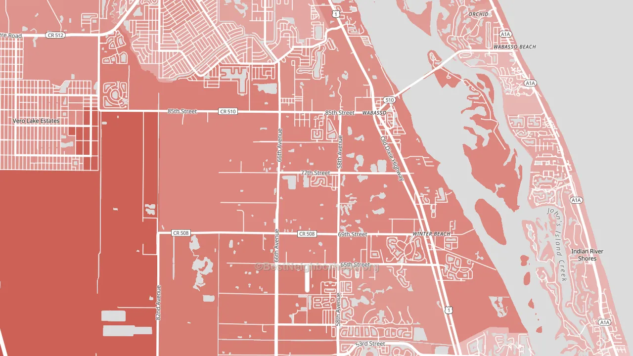Wabasso, FL block-group political-lean map