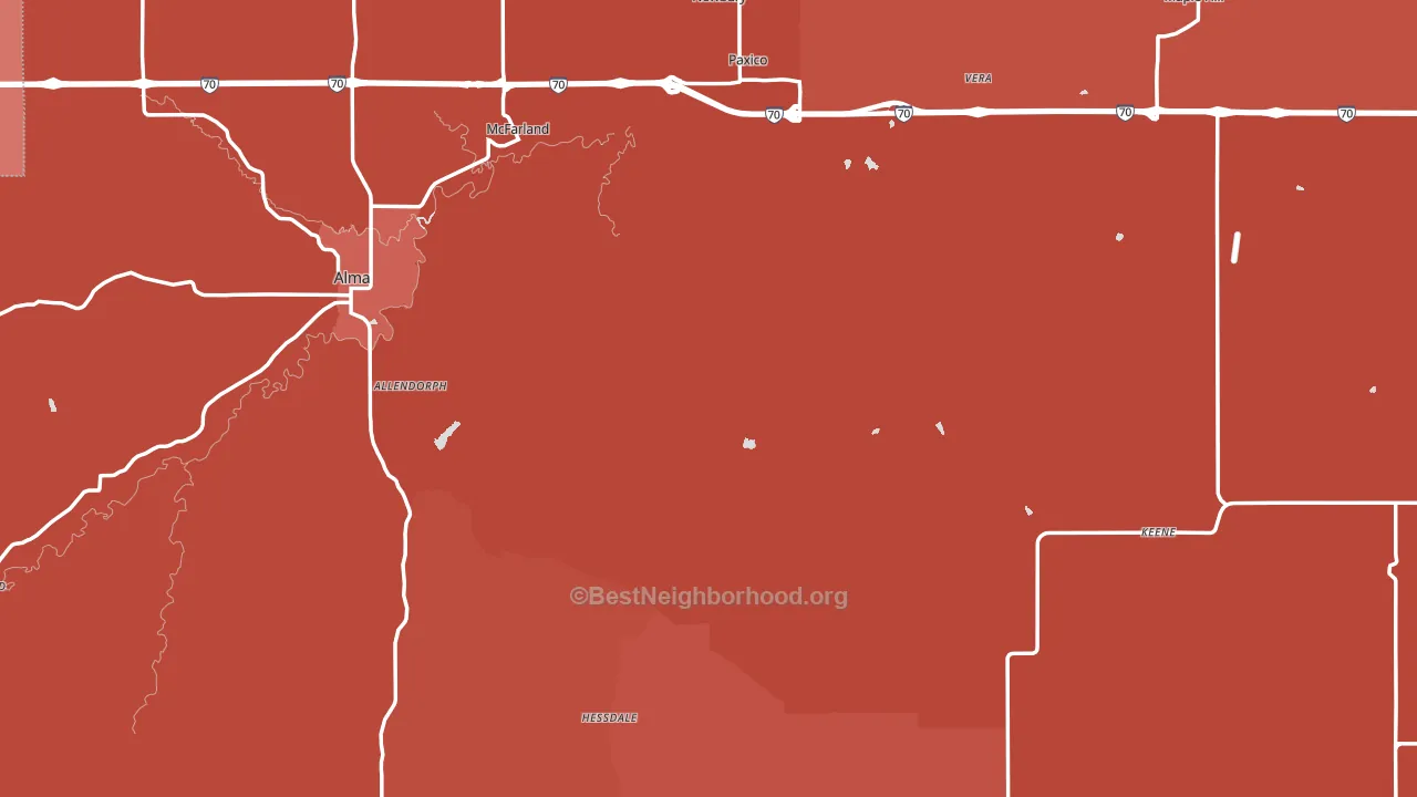 Wabaunsee County, KS block-group political-lean map