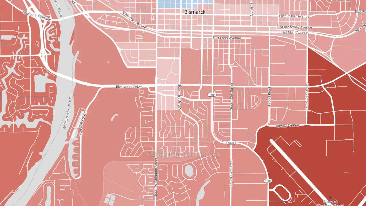 Wachter's, Bismarck, ND block-group political-lean map