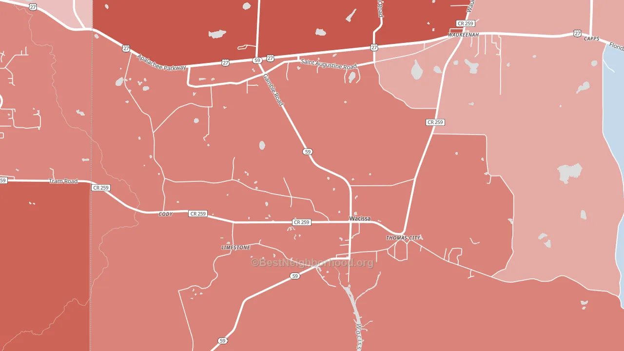 Wacissa, FL block-group political-lean map