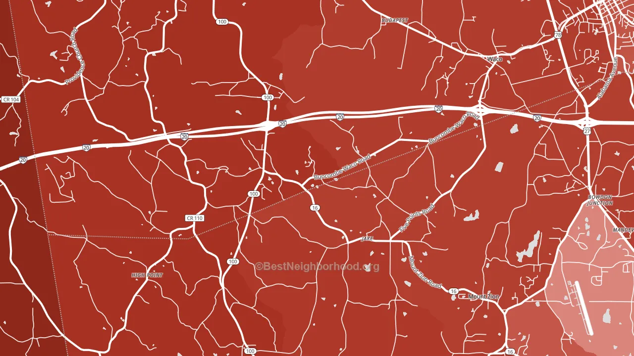 Waco, GA block-group political-lean map