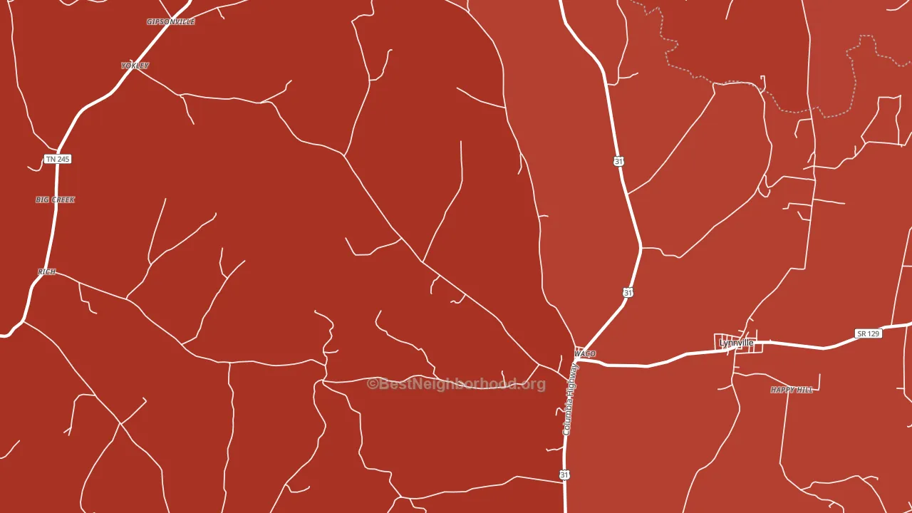 Waco, TN block-group political-lean map