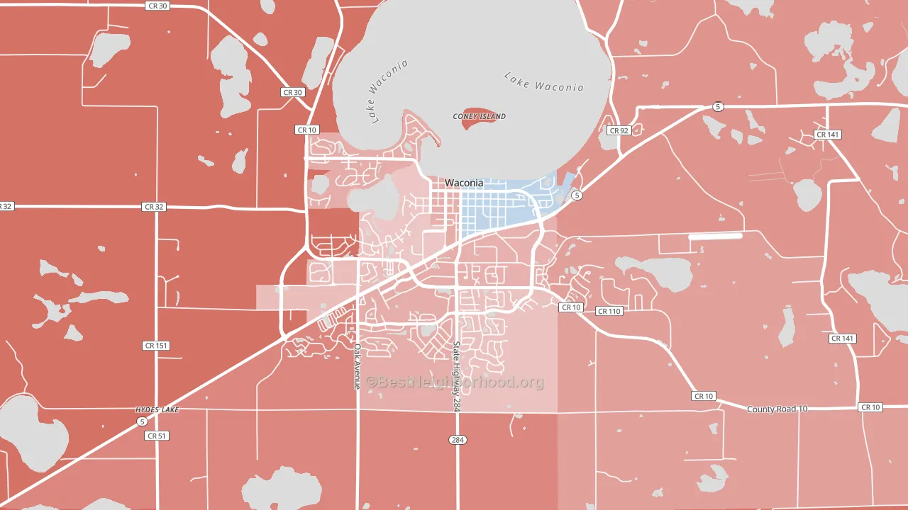 Waconia, MN block-group political-lean map