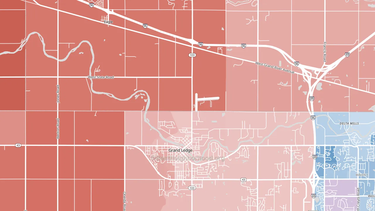 Wacousta, MI block-group political-lean map