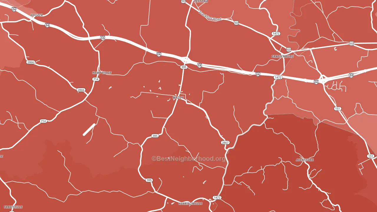 Waddy, KY block-group political-lean map