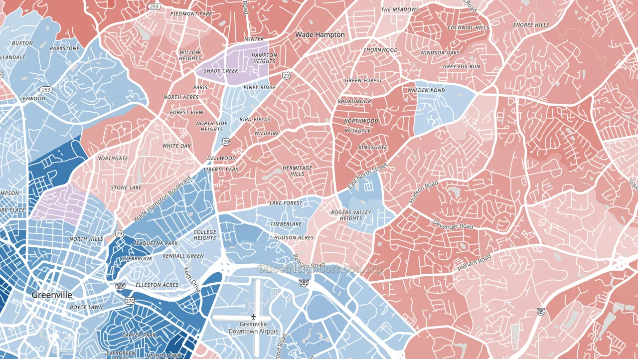 Wade Hampton, SC block-group political-lean map