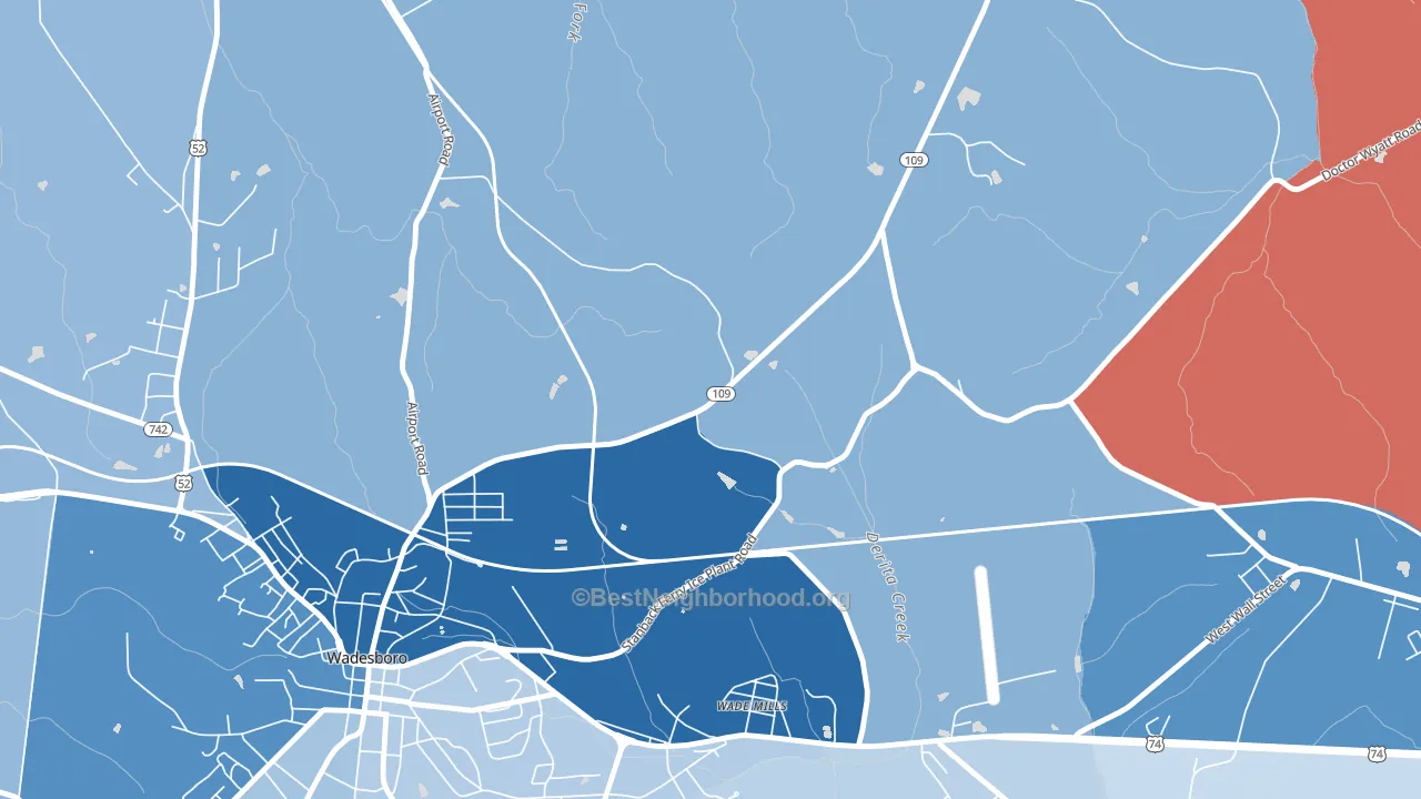 Wade Mills, NC block-group political-lean map