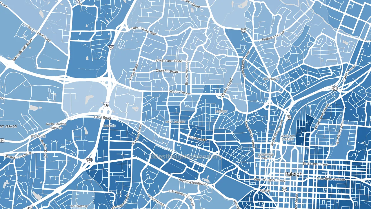 Wade, Raleigh, NC block-group political-lean map