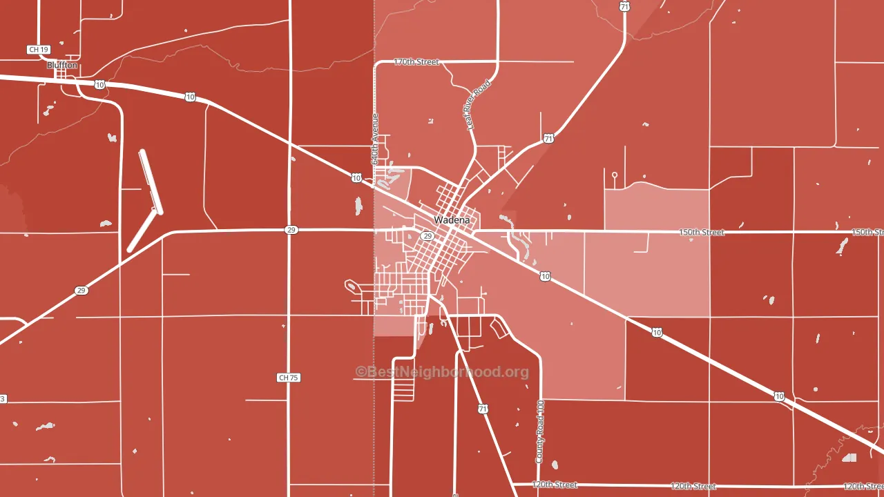 Wadena, MN block-group political-lean map
