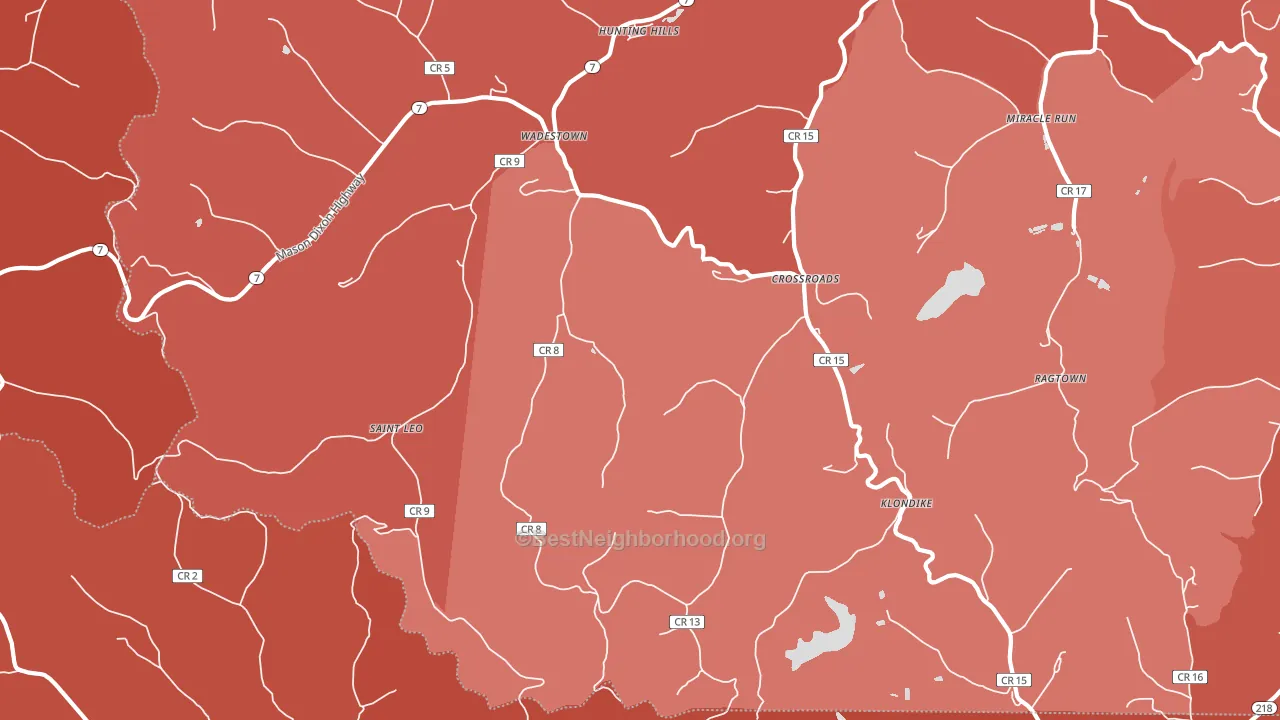 Wadestown, WV block-group political-lean map