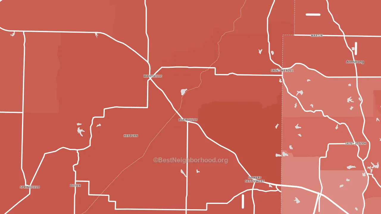 Wadesville, IN block-group political-lean map