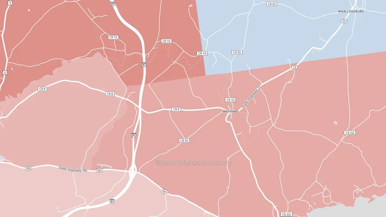 Wadhams, NY block-group political-lean map