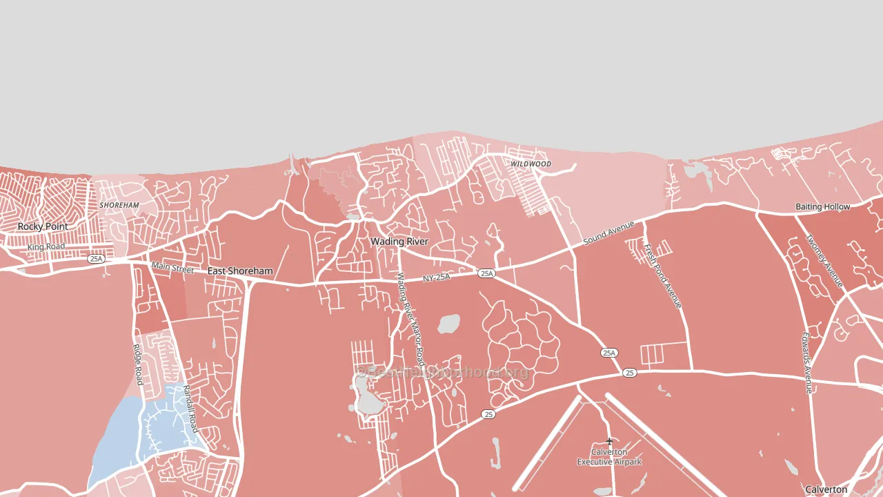 Wading River, NY block-group political-lean map