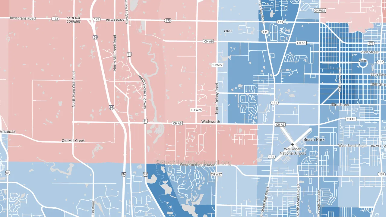 Wadsworth, IL block-group political-lean map