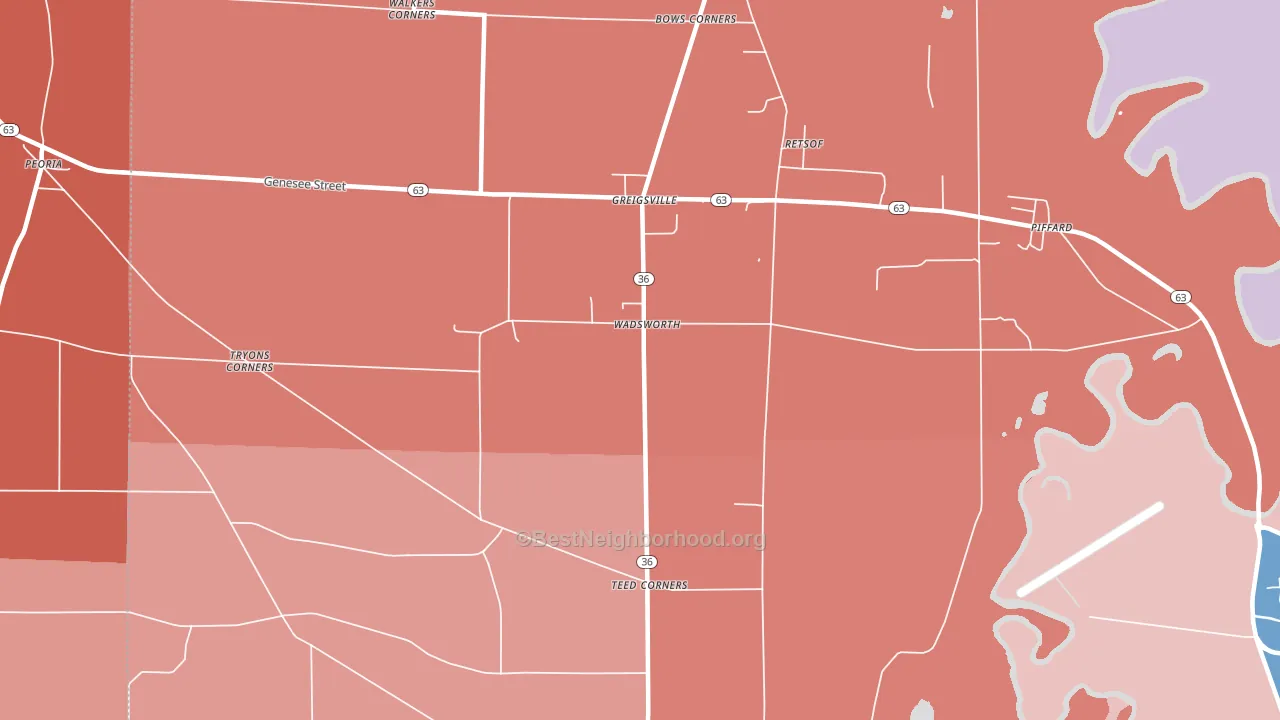 Wadsworth, NY block-group political-lean map