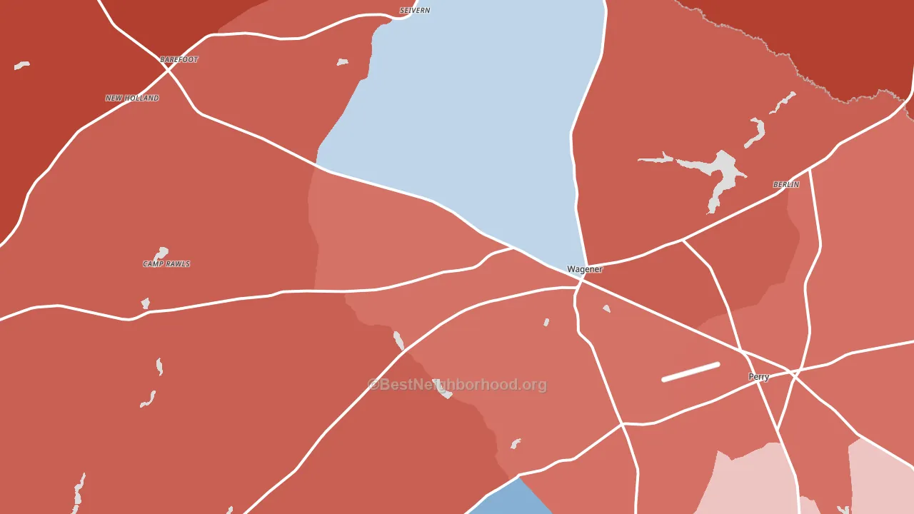 Wagener, SC block-group political-lean map