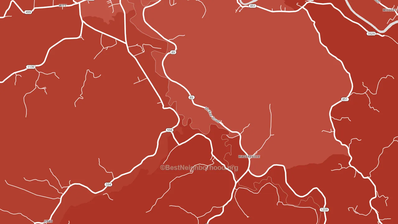Wagersville, KY block-group political-lean map