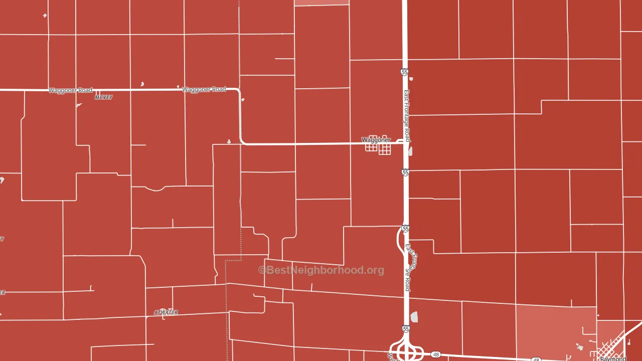 Waggoner, IL block-group political-lean map