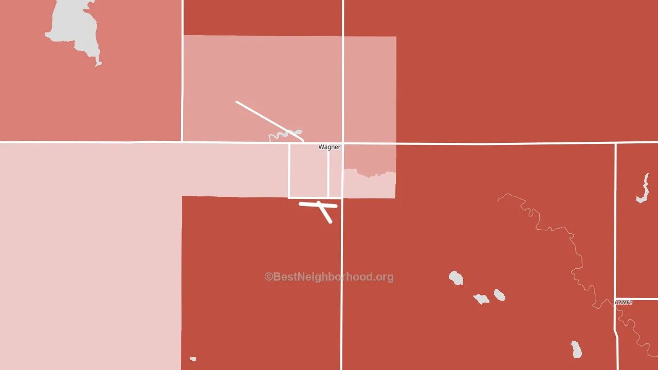 Wagner, SD block-group political-lean map