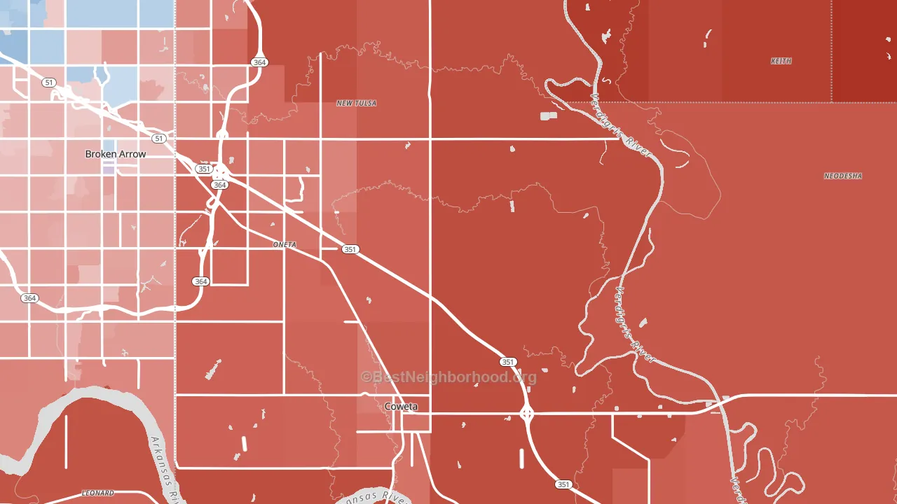 Wagoner County, OK block-group political-lean map