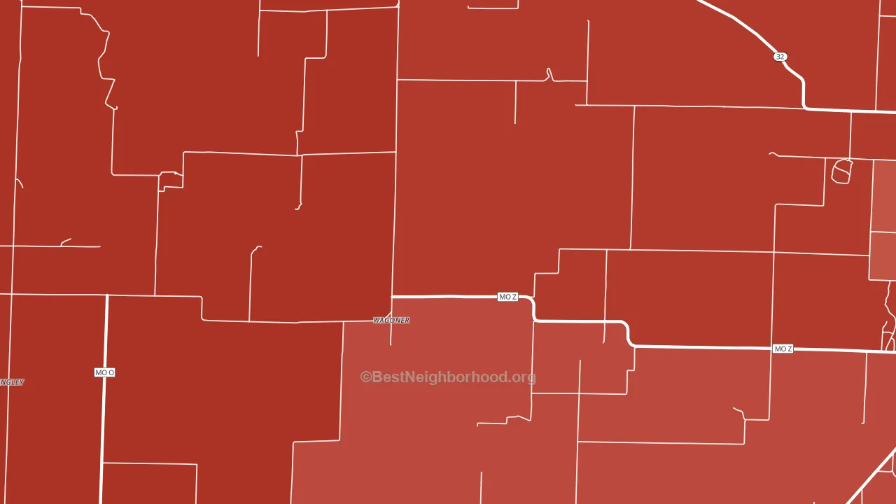 Wagoner, MO block-group political-lean map