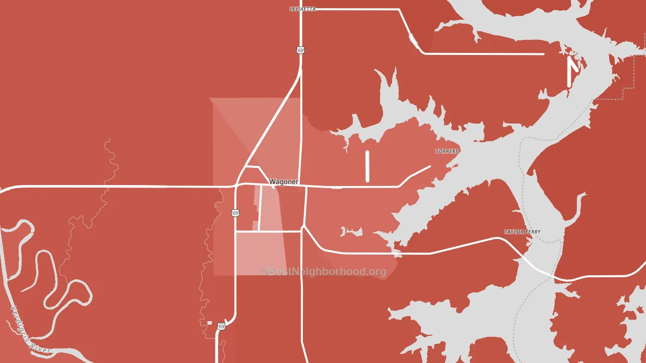 Wagoner, OK block-group political-lean map