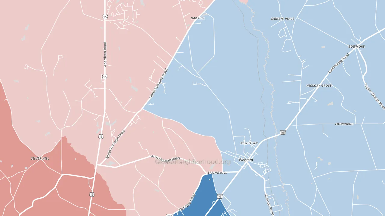 Wagram, NC block-group political-lean map