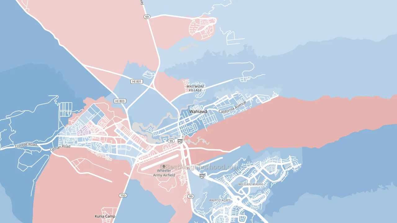 Wahiawa, HI block-group political-lean map