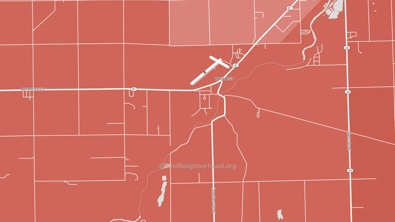 Wahjamega, MI block-group political-lean map