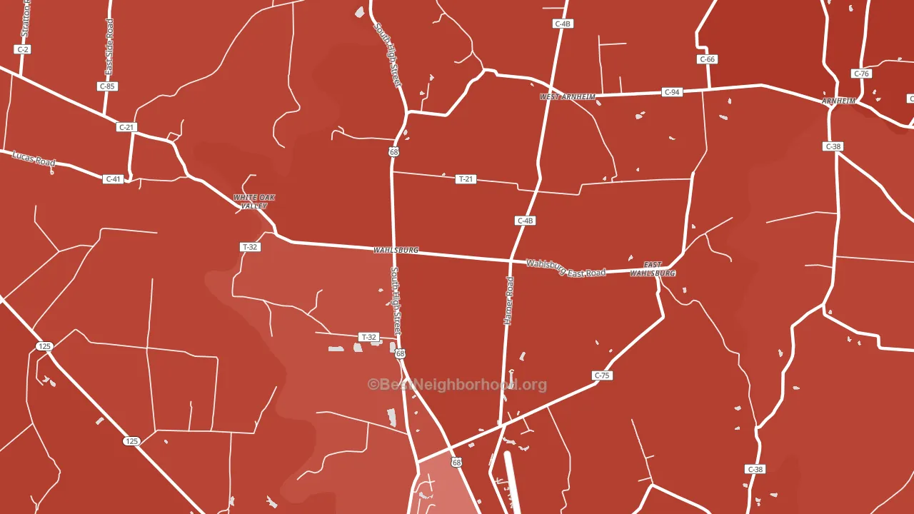 Wahlsburg, OH block-group political-lean map