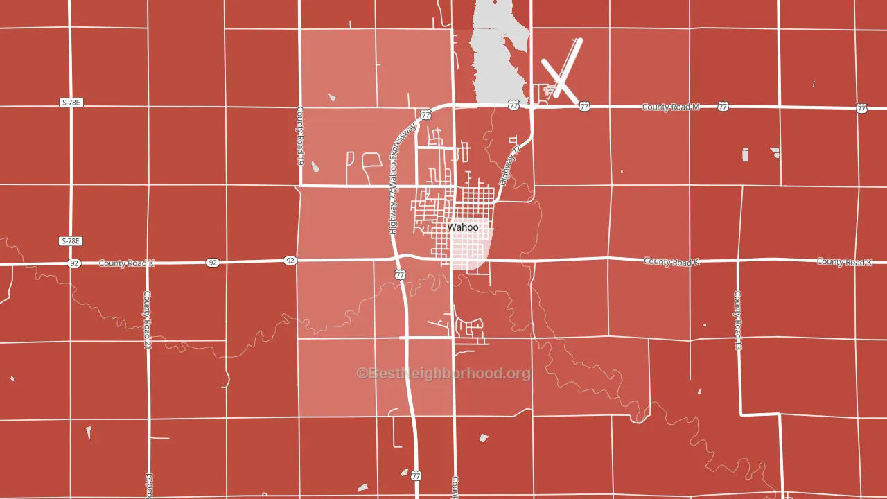 Wahoo, NE block-group political-lean map