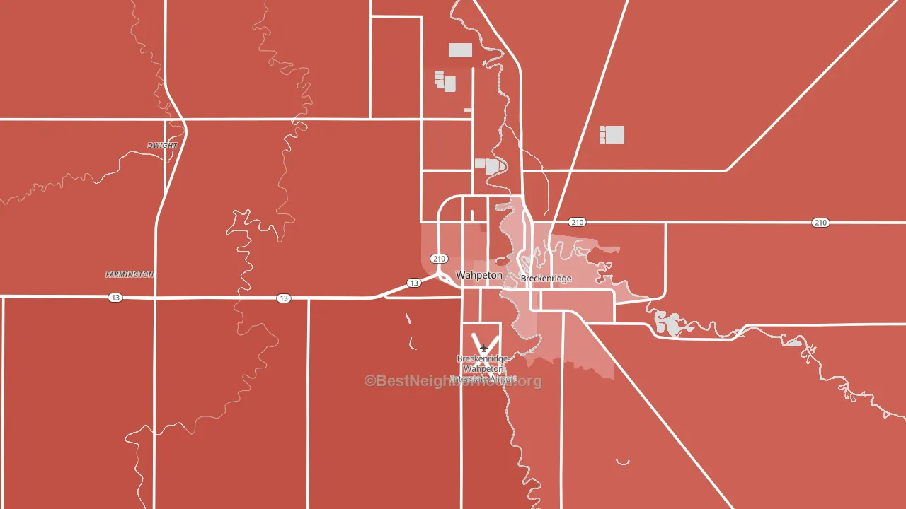 Wahpeton, ND block-group political-lean map
