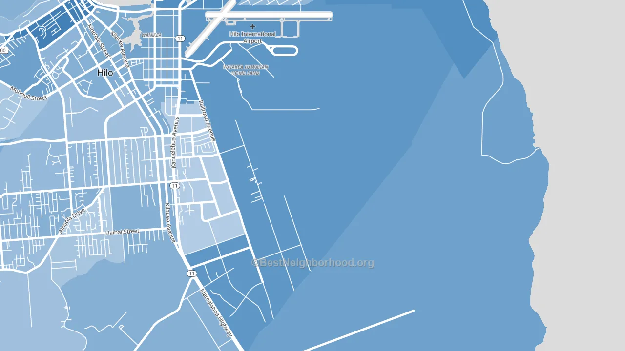 Waiakea, HI block-group political-lean map