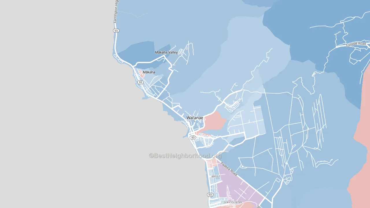 Waianae, HI block-group political-lean map