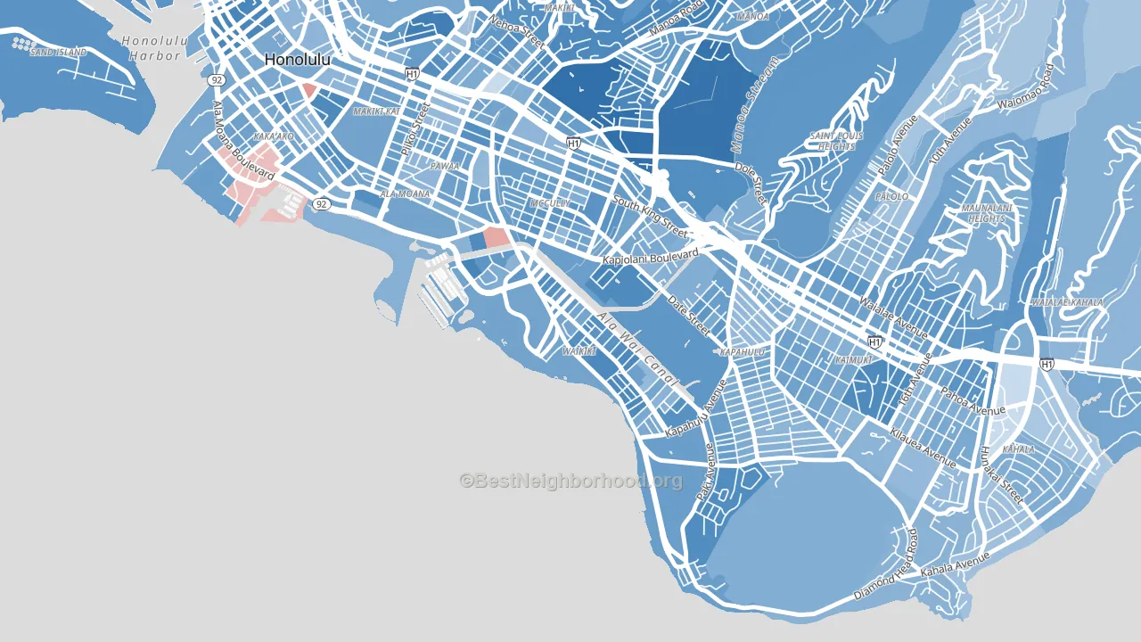 Waikiki, Honolulu, HI block-group political-lean map