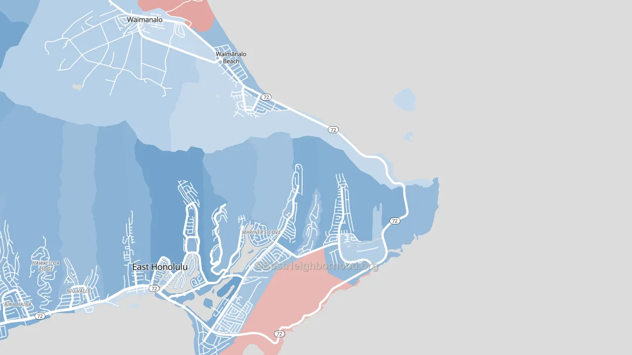 Waimanalo Beach, HI block-group political-lean map